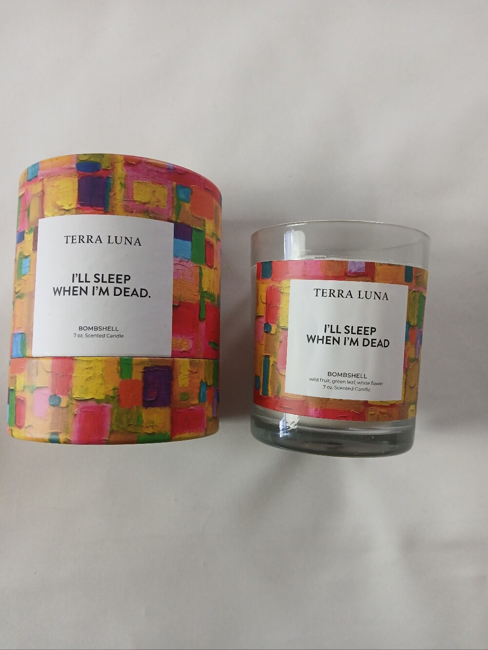 New Terra Luna Bombshell Scented 7oz Candle "I'll Sleep When I'm Dead"